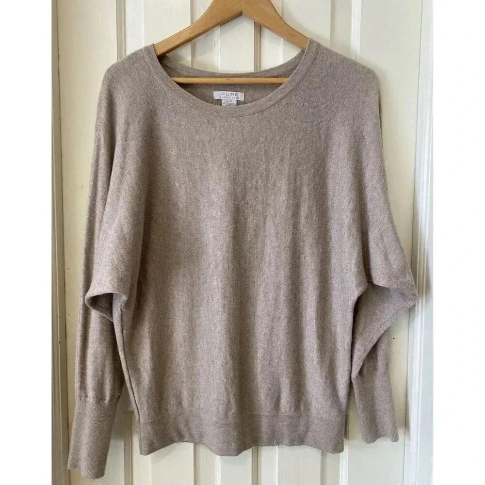 Pure Alfred Sung Womens Sweater Angora Blend Soft Sz S Minimalist Preppy Classic